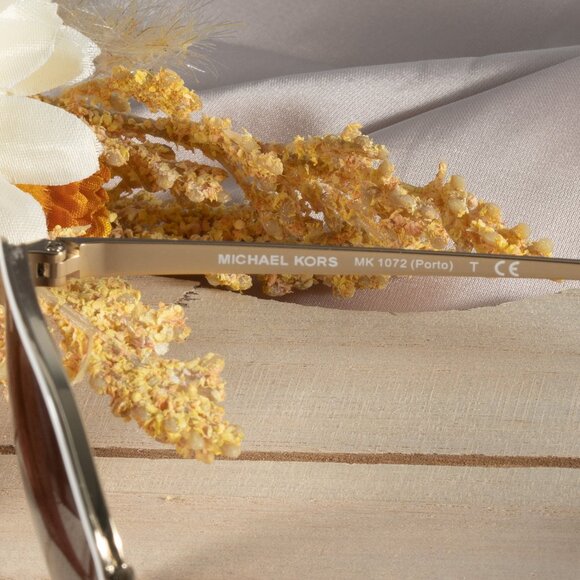 Michael Kors Women's Porto 57 Sunglasses, MK1072 Light Gold-Tone - Picture 4 of 11